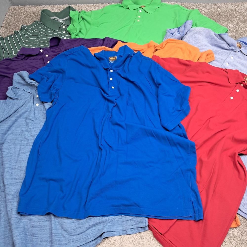 Lot of 8 The Foundry Supply Co Mens 3XLT Polo Shirts Cotton Big Tall Blue Green